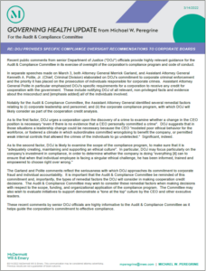 DOJ Provides Specific Compliance Oversight Recommendations to Corporate Boards_GH