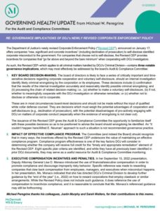 GH Update_Governance Implicatoins of DOJs Newly Revised Corporate Enforecemnt Policy